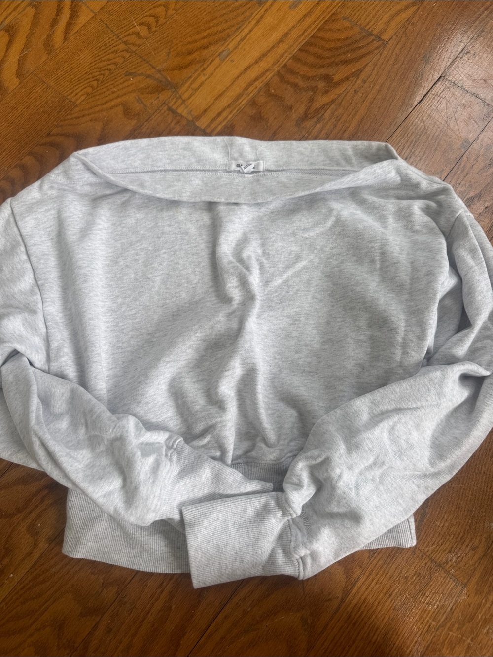 Garage Light Gray Off-Shoulder Sweatshirt